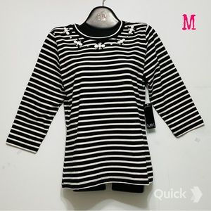 M - NWT MIK Striped Embellished Knit Top